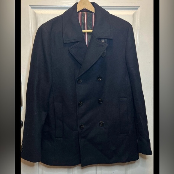 Ted Baker Other - Ted Baker London Men's Zachary Double Breasted Black Overcoat Italy Wool 5(XL)
